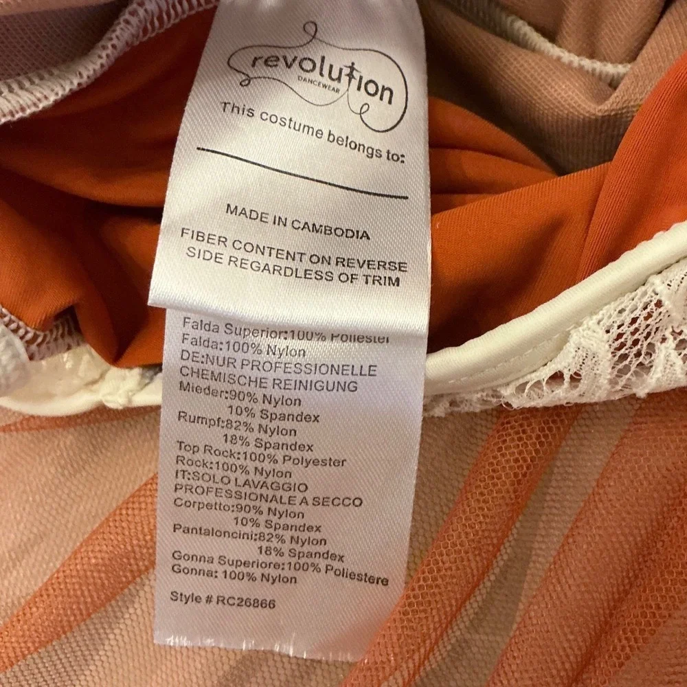 Revolution Dancewear Girls SC Penny Rust Orange Lace Tutu Dance Costume RC26866